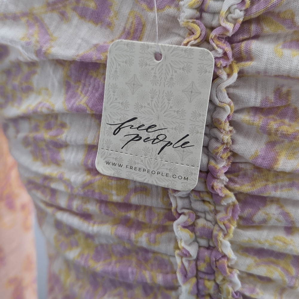 NWT Free People Say The Word Floral Runched Top Boho Western Balloon Sleeve Sm - Picture 14 of 15